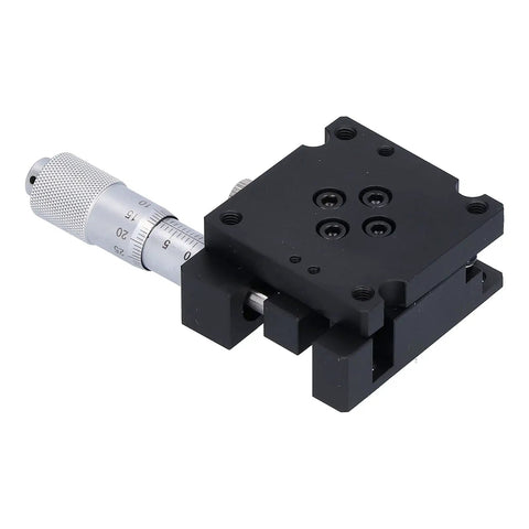 Rotary Positioning Stage 40x40mm Aluminum Alloy Plus Minus 10 Degree FineTune Rotation Table with Micrometer, black base view
