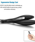 Half Jaw Cuticle Clippers For Pro Grade Nail Care Stainless Steel Cuticle Cutters with ergonomic grip shown close-up.