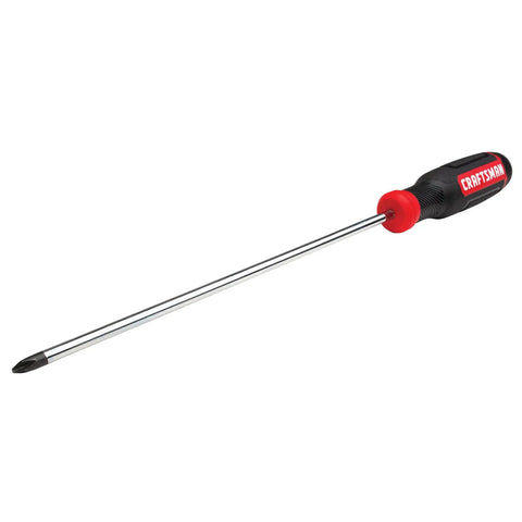 Heavy Duty Bi Material Phillips Screwdriver PH 2 By 10 Inch With Black Oxide Tip and Tactile Torque Zones side view
