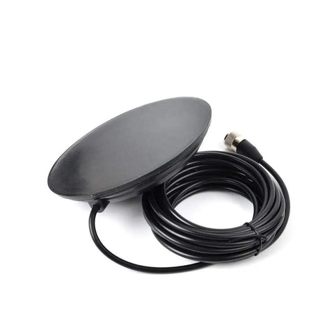 5.9 Inch NMO Magnetic Mount Antenna Base for Ham Mobile Radio with 16.4 Ft RG58 Coax Cable PL259 Plug shown coiled