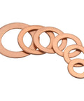Image of varying copper washers from 110 Piece Copper Sealing Washer Set, Six Sizes, Flat Gasket Oil Seals For Plumbing And Automotive