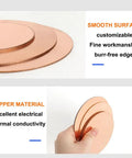Heavy Duty Solid Copper Round Disc With 110mm Diameter And 1mm Thickness For Cnc Machining And Electrical Wiring shown in hand with smooth surface.