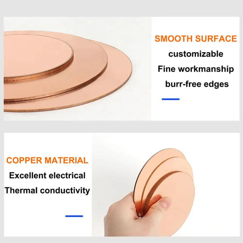 Heavy Duty Solid Copper Round Disc With 110mm Diameter And 1mm Thickness For Cnc Machining And Electrical Wiring shown in hand with smooth surface.
