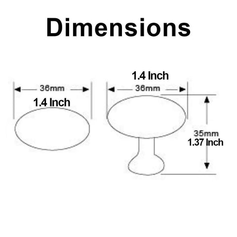 Dimensions of Smooth And Stylish Satin Nickel Mushroom Cabinet Knobs For No Sweat Hardware Swaps and Instant Kitchen Glow Ups.