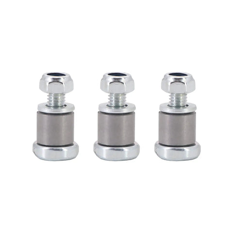 Top Shelf 3 Pack Trimmer Head Shoulder Bolt Kit Designed To Get Your Stihl Polycut And Fs Weedeater Running Smooth Again Heavy Duty Replacement Hardware Without The Hassle Or Guesswork - close up of three steel shoulder bolts.