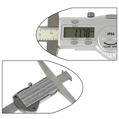 Double‑Hook Digital Depth Gauge Waterproof Stainless Steel Electronic Vernier Caliper with LCD display showing 17.78mm measurement.