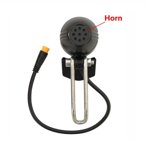 Bright LED Bike Headlight With Built In Horn Waterproof 3 Pin Connector 36V 48V Compatible Front Light For Night Riding MTB And Electric Bicycle Durable All Weather Visibility For Safe Urban Or Off Road Rides