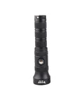 NR-1800 Dive Light Delivers Beefy 1800 Lumens, 330ft Depth Rating, rugged black waterproof underwater flashlight front view.