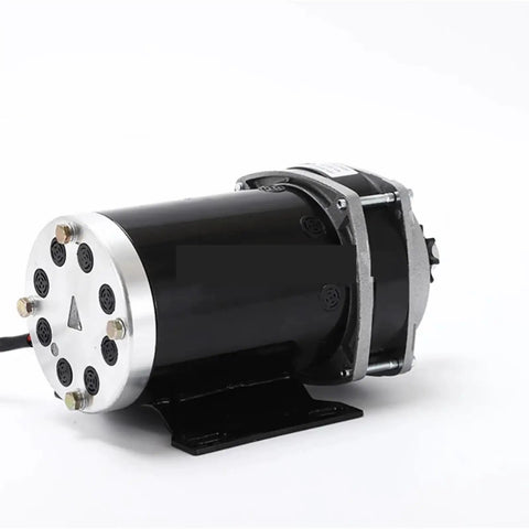 Badass 500W And 800W Brushed DC Motor Paired With A Slick Permanent Magnet Gearbox Spinning At 500RPM On 12V 36V Or 48V Voltage featuring durable black casing.