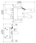 Diagram of Heavy Duty Stainless Steel Gate Hinge And Latch Kit With Marine Grade Black Powder Coating showing dimensions.
