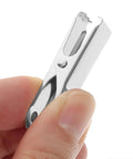 Top Grade 24pcs Metal Alligator Clips Mini Spring Clamp Kit With Strong Clamping Force And Portable Silver Wire Clamps For Lab Testing Work And Electrical Projects That Are Total Game Changers. silver metal alligator clip held between fingers
