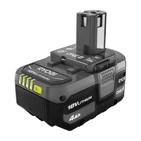 Close-up of 4.0Ah battery for 18V ONE+ Brushless Cordless 1/2-Inch Impact Wrench, with indicator lights and branding visible.