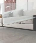 Adjustable Under Bed Blocker 8 Pack Clear Pet Gap Stopper For Furniture, waterproof PVC couch spacer 40x19 cm size shown under sofa.