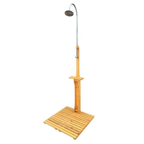 Portable Wood Outdoor Shower Kit For Backyard Poolside And Beach Use, Freestanding Shower With Sturdy Wood Frame, Grab And Go Setup, Perfect For Pools, Gardens, Patios, Spas, And Campers After Swim