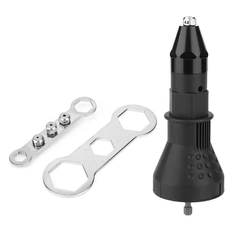 Rivet Nut Gun Adapter Kit For Drill Power Beefed Up Riveting Tool With Four Heads 1000 RPM Drill Attachment for metalwork