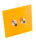 M8 A Code 3 Pin Male To Female Bulkhead Connector Straight IP67 Shielded Feedthrough Panel Mount Socket Receptacle on yellow panel
