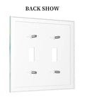Back view of Killer Teal Marble Decorative Switch Plate Cover For Two Gang Double Toggle Outlet with screw positions.