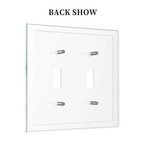 Back view of Killer Teal Marble Decorative Switch Plate Cover For Two Gang Double Toggle Outlet with screw positions.