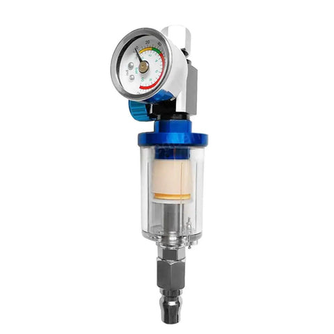 Water Oil Separator Filter Set For Spray Guns And Air Compressors One Quarter Inch NPT Thread Inlet And Outlet Aluminum Housing with gauge