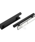 Two Pack Self-Stick Push-Pull Helper Handles For Cabinets And Doors, 6-Inch Plastic Adhesive Rectangle Stick-On Handles, Easy Grab-And-Go Door And Cabinet Pulls For Kitchen Cabinets, Closets, Windows, Wardrobe, Black, black adhesive handles shown front and angled
