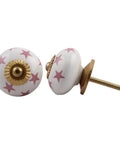 50 Pack Slick Pink Star Ceramic Drawer Knobs For Kitchen Cabinet Hardware And Decorative Dresser Pulls Straight Up Rust Free Top Tier Bedroom Organization Tool, close-up view of star design.