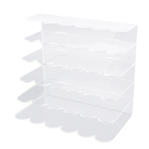 Clear Acrylic 5 Slot Desktop Mail And File Sorter With Vertical Letter Holder, transparent compartments for organized office.