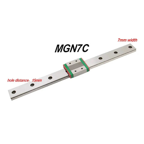 Miniature Linear Rail And MGN Block Set For Precision Motion with MGNR7 And MGNR9 Carriers, 100 to 500mm Travel, MGN7C, shown horizontally