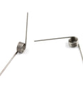 Two 50mm stainless steel torsion springs with 1mm wire and 11mm OD; straight legs visible.