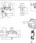 Technical drawing of FM HL3012 Hall Effect Flow Sensor for precise liquid flow, showing dimensions and components layout.