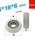 Twenty Pieces Of Snazzy Nylon Plastic Coated 686ZZ Ball Bearings for smooth door and window slides, measuring 6*18*6 mm.