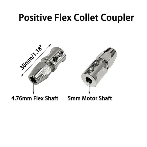 RC Boat Flex Collet Coupler 5mm Motor Shaft to 4.76mm Flex Shaft Stainless Steel Flexible Coupling 30mm length image