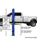 Pro Shop Workhorse Two Post Vehicle Overhead Lift Featuring Double S Shape Columns and Smooth Power Pump for Auto Techs with truck.