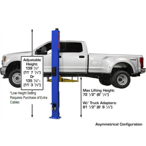 Pro Shop Workhorse Two Post Vehicle Overhead Lift Featuring Double S Shape Columns and Smooth Power Pump for Auto Techs with truck.
