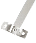Close-up of a single iron hinge from 2 Pack Cabinet Lid Hinges With Lid Support Durable Folding System For Suitcases Jewelry Boxes Wooden Boxes