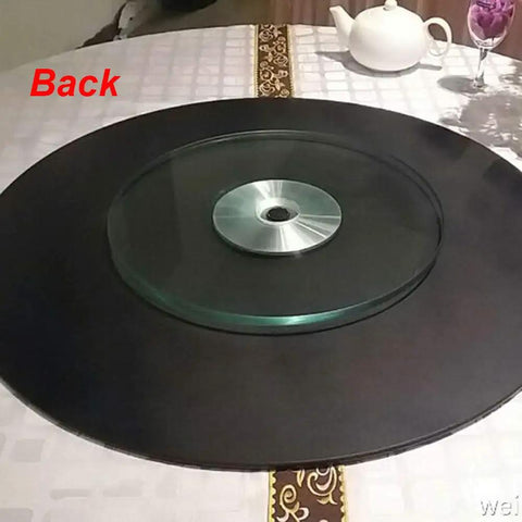 Heavy-Duty Glass Lazy Susan Turntable For Dining Table - Round Black Lacquered Tempered Glass Rotating Tray on table