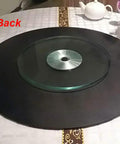 Go To Rotating Glass Lazy Susan Turntable For Dining Table Heavy Duty 360 Degree Serving Tray with black lacquered finish