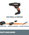 Power Share Compatible 20V Cordless Drill And Driver With 265 In Lbs Torque 15 Position Clutch Ultra Lightweight Under 3 Lbs Kit