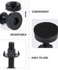 Rock Solid Adjustable Sofa Feet And Furniture Levelers Heavy Duty Leg Supports for Couches, showing adjustable black feet and screws.
