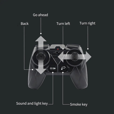 RC Tractor Toy With Spray Function And LED Lights Realistic Sound For Kids remote control with directional and function keys