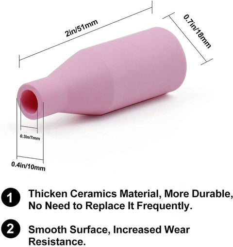 Ceramic Nozzle Set for MB15 and 15AK MIG Welding Torch, Gasless Flux Core Ready, pink nozzle with dimensions