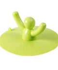 Shape Floor Drain Plug, Shower Bathtub Drain Covers, Green with a small person design, 9.50cm diameter, versatile suction.