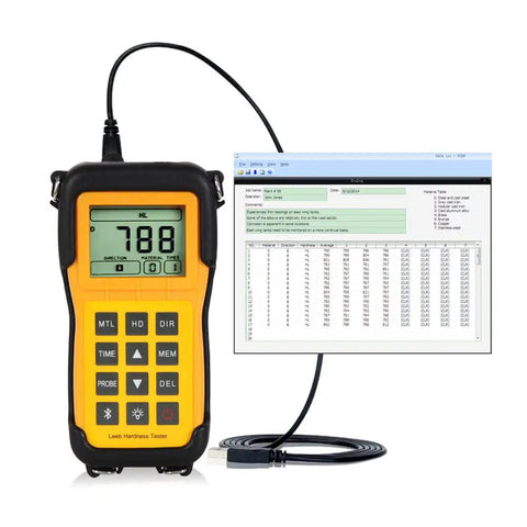 Portable Leeb Hardness Tester LM100 With D Type Impact Device And D Test Block, Measures HB HRC HRB HV HS HL And Sigma B, Easy One Click Conversion, USB Data View Software, 100 Data Groups Storage, Shop Floor Ready Calibration Block