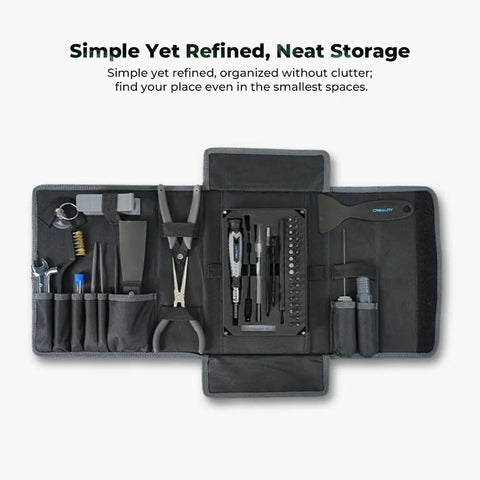 Creality 3D Printer Tools Kit, 74-pc in black roll-up case with pliers, screwdrivers, nozzle cleaning tools