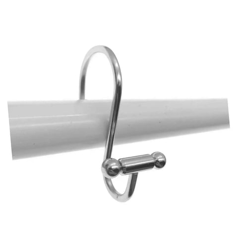12 Piece Rust Resistant Shower Curtain Hooks Curved Rings For Bathroom And Window Curtains Silver Finish For Easy Glide And Stylish Hanging Durable Metal Finish That Stays Shiny And Easy To Clean For Everyday Use mounted on rod