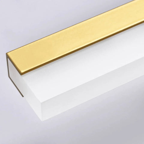 Close-up of 24 Inch LED Vanity Light Bar In Brushed Gold Finish For Modern Bathrooms Over Mirror With Shadow Free Illumination