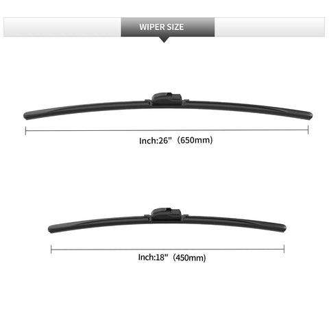 Wiper sizes displayed for Top Tier Front Windshield Wiper Blades Two Pack Fit Lexus Es 2013 To 2025, 26" and 18" options.