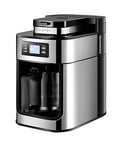 Legit Automatic Drip Coffee Maker With Built In Burr Grinder Smart Temp Control Programmable Timer side view showcasing sleek design and digital interface.