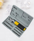 Ready To Bust Knuckles On Car Repairs Rock This 41 Piece Mini Socket Wrench Set With A Reversible Ratchet And Non Slip Handles that features a compact gray case.