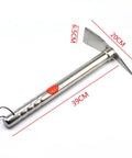 Versatile Stainless Steel Handheld Hoe Pickaxe For Planting And Weeding, Lightweight Garden Tool with dimensions labeled.