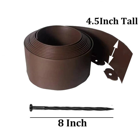 DIY Friendly 20Ft Plastic Garden Edging Kit With 25 Stakes Four Point Five Inch Tall Lawn Border For Yard Flower Beds And Pathways Easy To Install With Ground Spikes